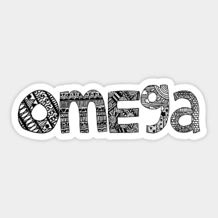 Omega Letter Doodle Pattern Sticker